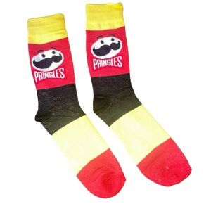Pringles Chips Graphic Print Novelty Crew fits shoe 6-12 Socks Men's Women's red